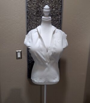 Nike Women's White V-Neck Surplice Sleeveless Vest with Hood